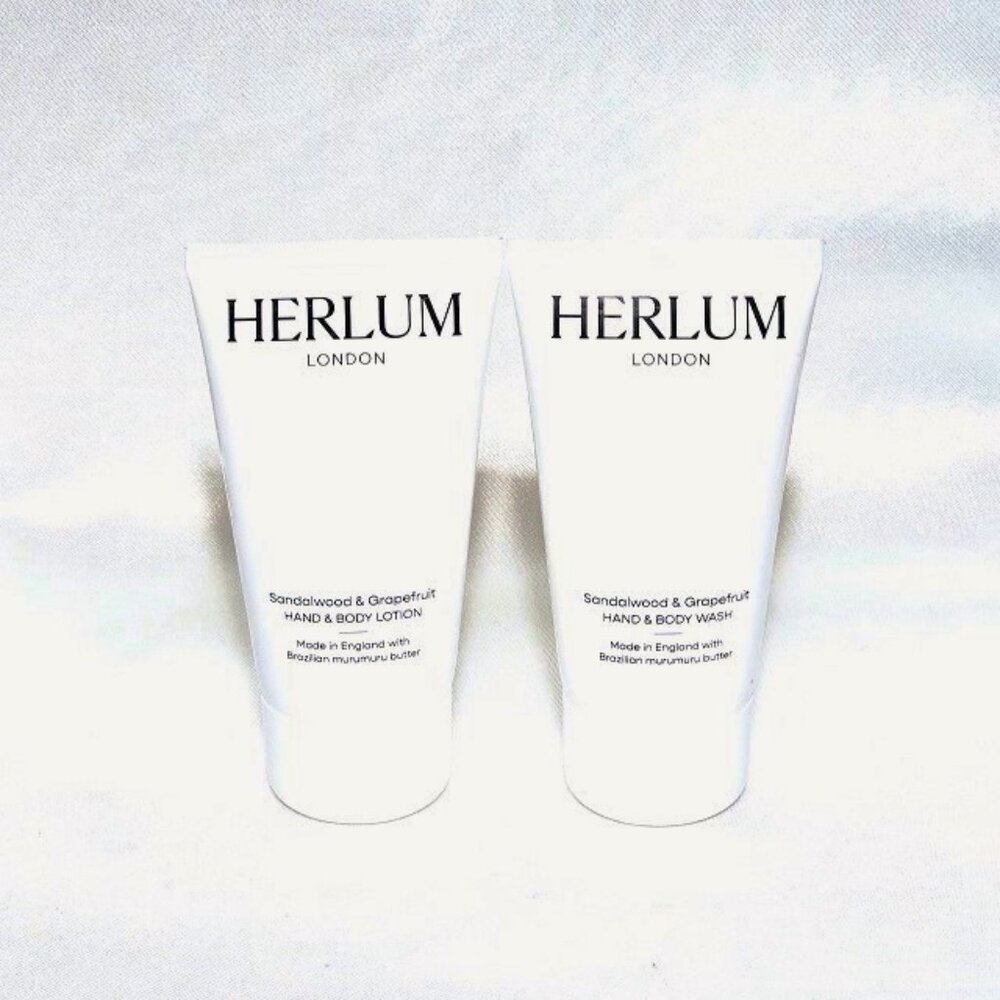 Herlum Sandalwood & Grapefruit Hand & Body Wash + Lotion Travel Size $33 Value